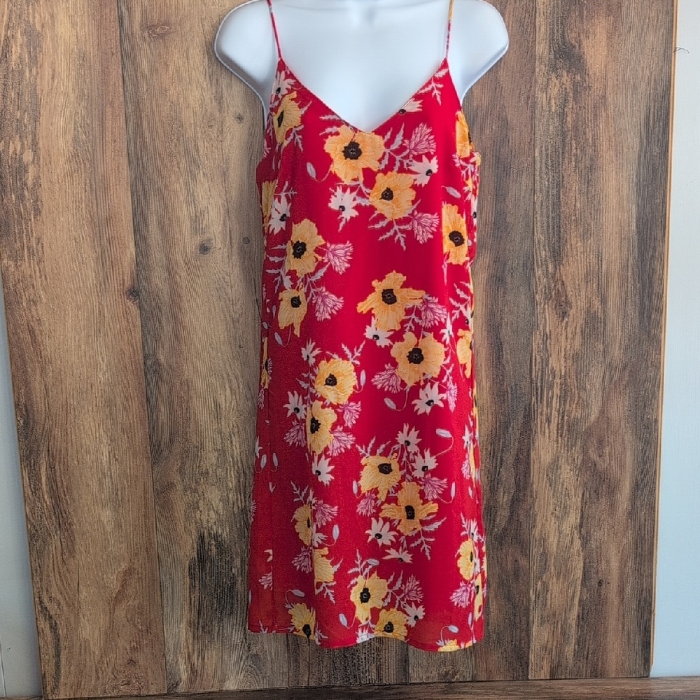 H&M Red Floral Mini Dress 6 141JH